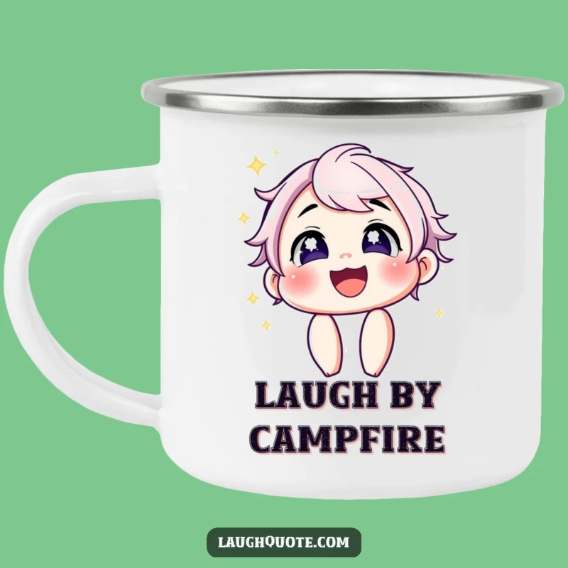 Funny Laughing Camping Mug: Sparkling Eyes Drinkware, Joyful Adventures, Perfect Funny Gift