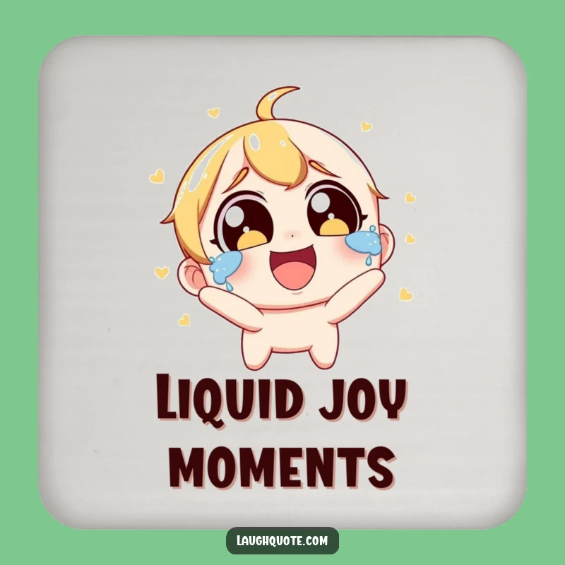 Funny Laughing Tears Coaster: Wide-Eyed Character Joyous Laughter, Small Funny Gift