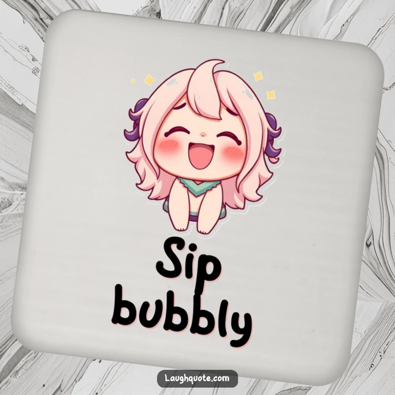 Funny Coaster: A character's bubbly, effervescent laugh adds humor and protects surfaces.