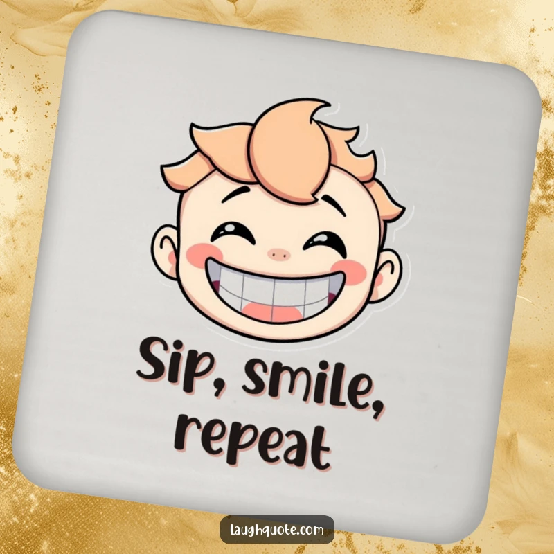 Funny Drink Coasters depicting a character in a state of uncontrollable, joyous laughter.