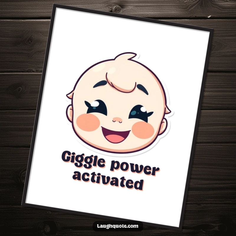 Funny Poster print of a cheerful character with crinkled eyes, captured in a moment of delightful, contagious giggling.