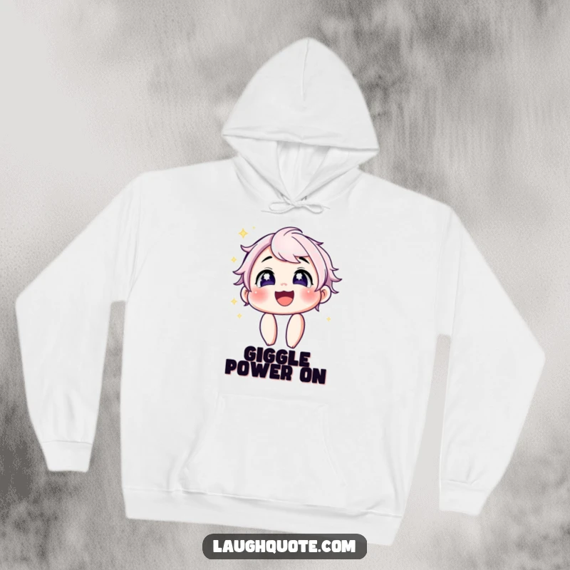 Funny Hoodie: Features a character with twinkling eyes erupting in a contagious laugh, offering warmth and humor.