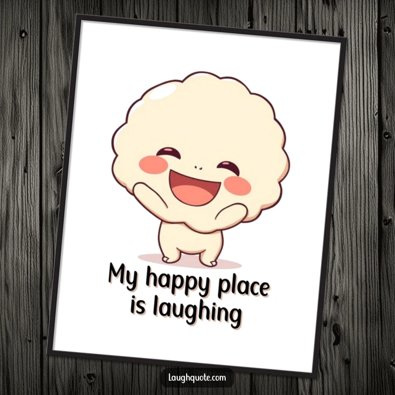 Funny free printable wall art of a character with a huge smile holding up a giant laugh bubble.