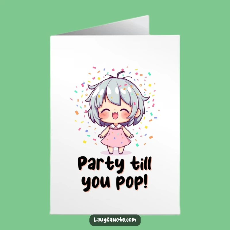 Free Printable Birthday Card: Confetti Breathing Character Joyful Celebration Printable