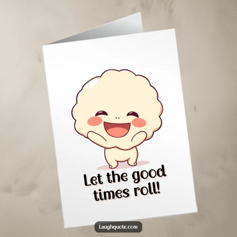 Funny free printable birthday card featuring a beaming character holding an oversized laugh bubble, radiating pure joy.