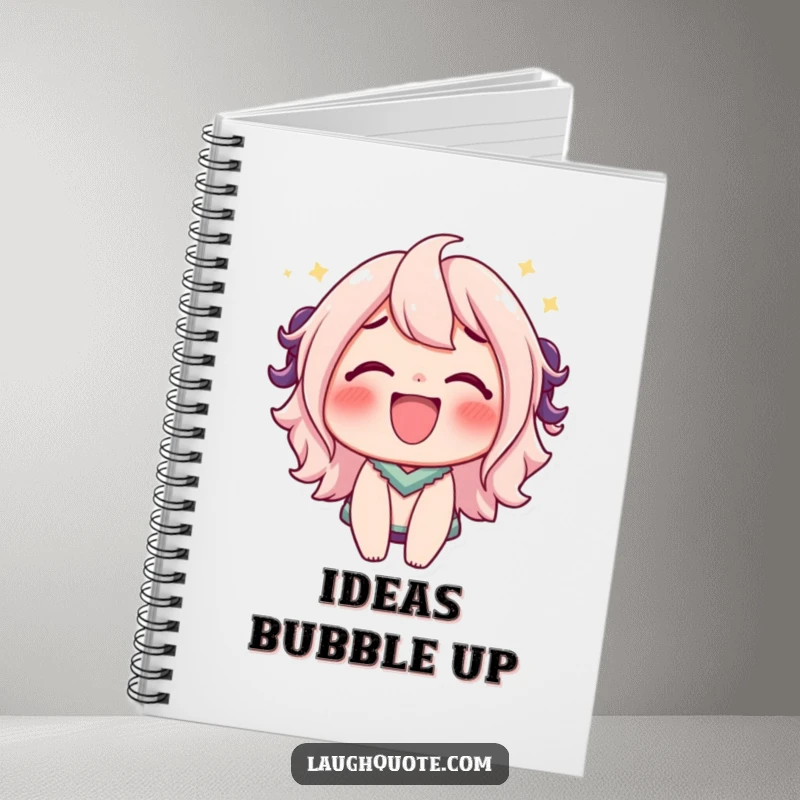 Funny Notebook: A character's bubbly, effervescent laugh is captured, ready for joyful notes.