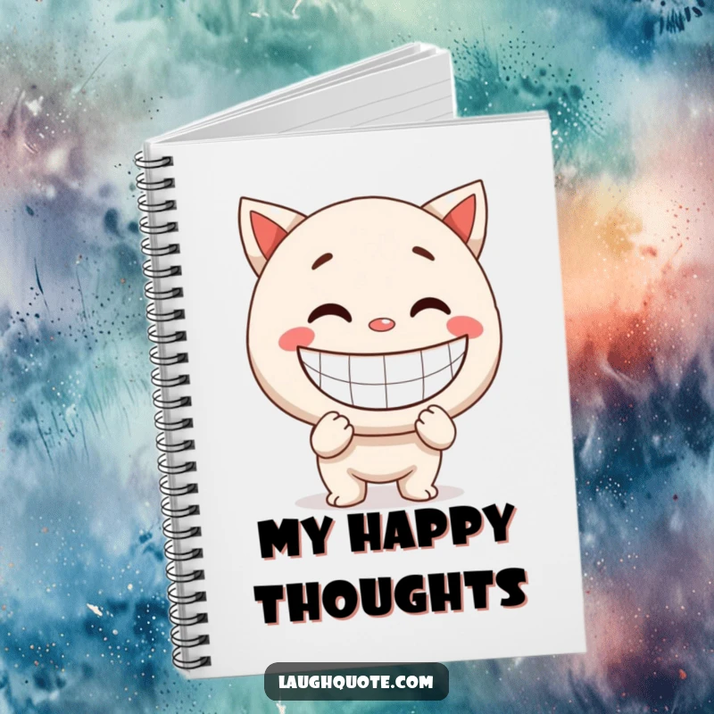 Funny Notebook: Cover features a character with a giant, exaggerated smile, ideal for jotting down happy thoughts.